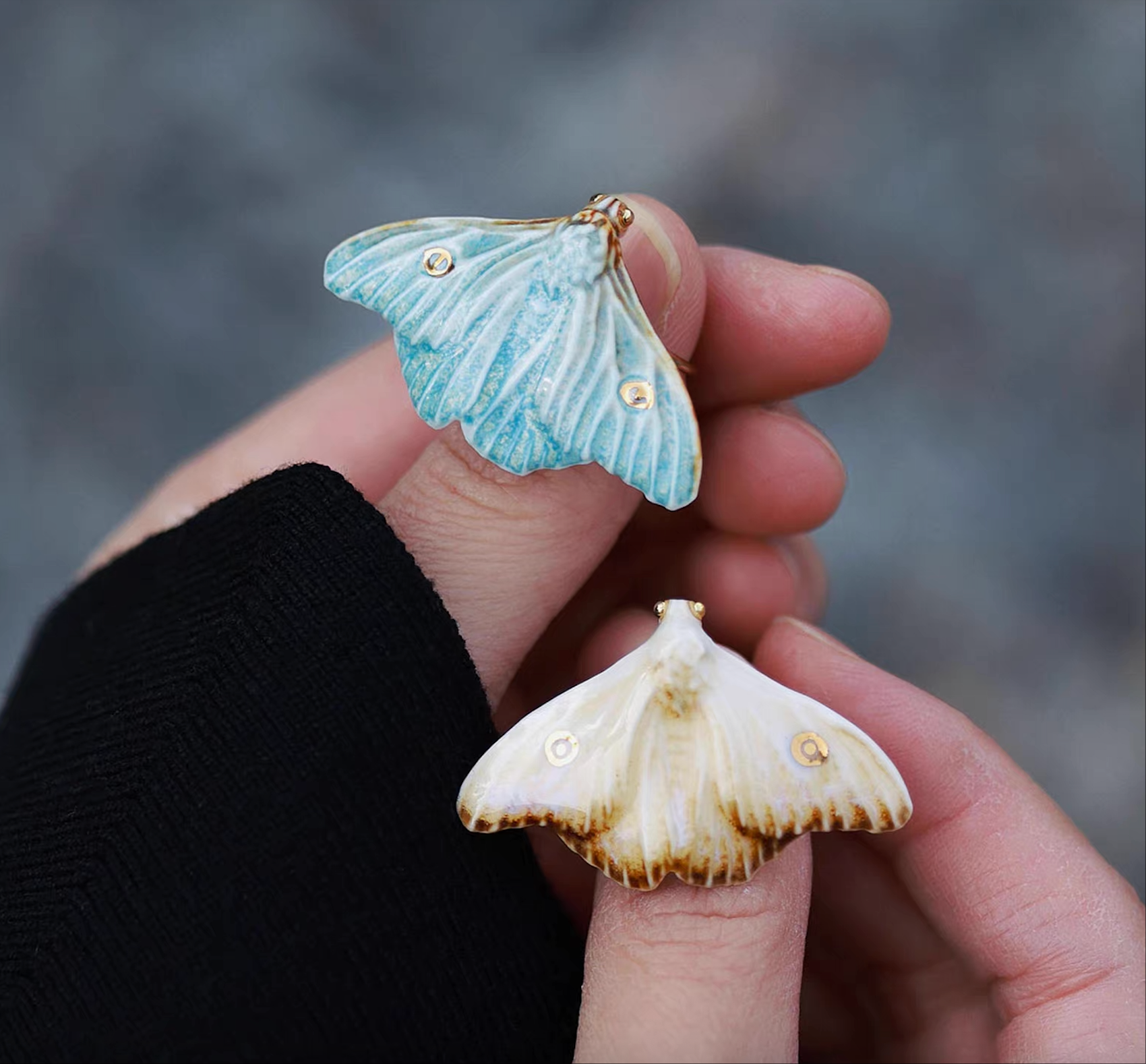 Earring | Handcrafted Ceramic | 烬霜之蛾 | 蜕变之翼