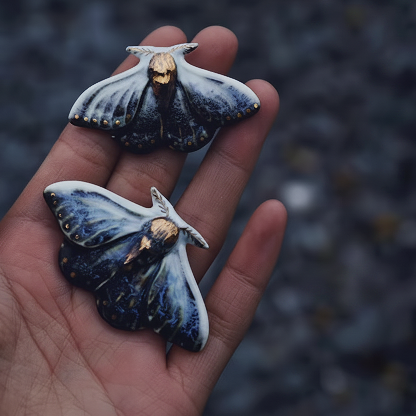 Earring | Handcrafted Ceramic | 蓝凌蛾 | 蜕变之翼