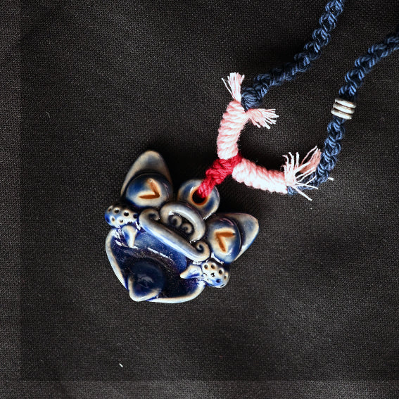 Heartfelt Guardian | Handcrafted Ceramic WaMao Necklace | 星海（湛蓝）