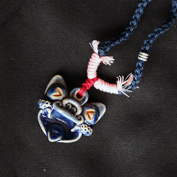 Heartfelt Guardian | Handcrafted Ceramic WaMao Necklace | 星海（湛蓝）