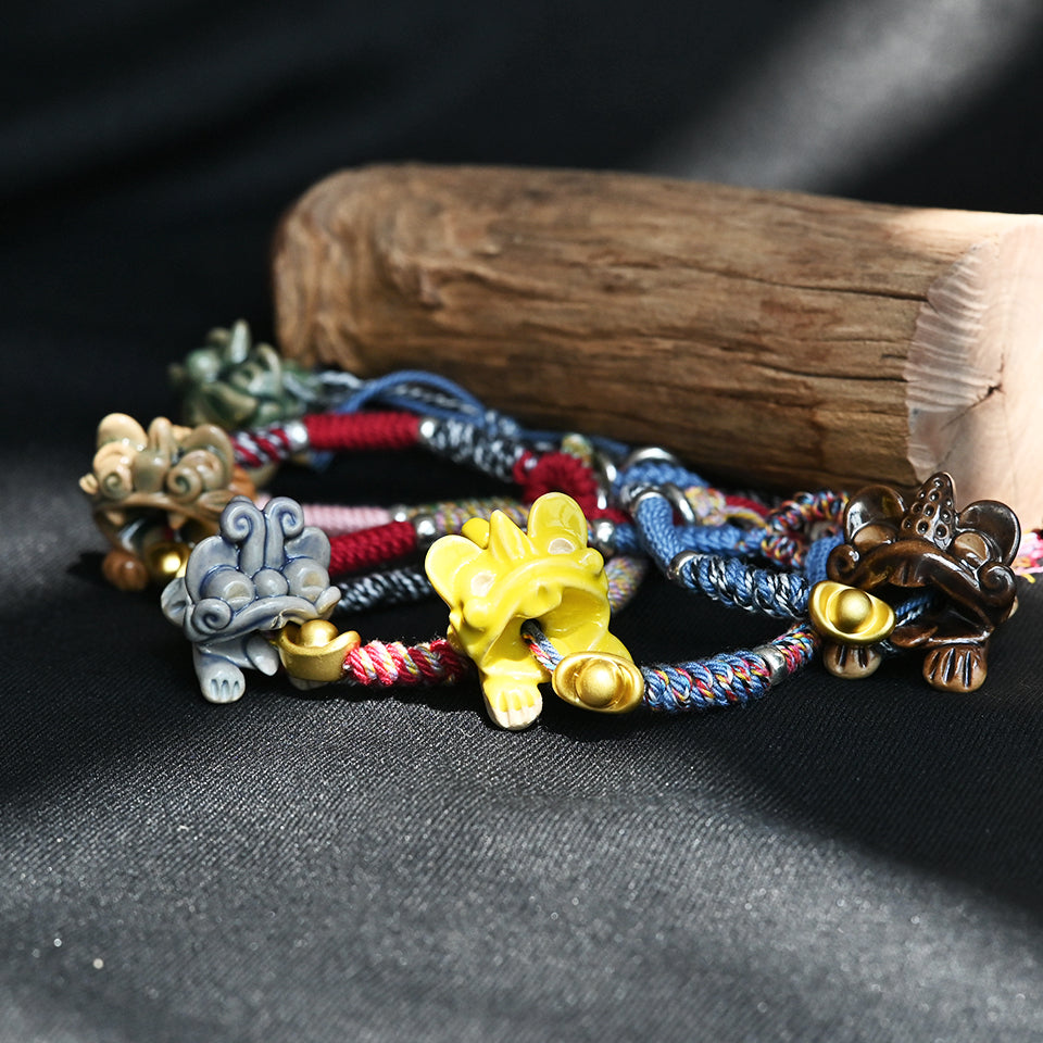 WaMao ceramic amulet bracelet by VividAion for children, handcrafted for gentle protection and everyday charm, inspired by mythic guardians.