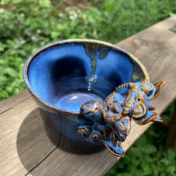 Ceramic-Cat Cup-WaMao-Azure