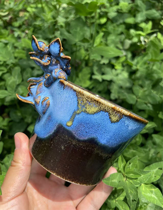 Ceramic-Cat Cup-WaMao-Azure