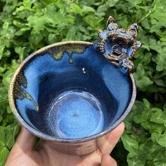 Ceramic-Cat Cup-WaMao-Azure