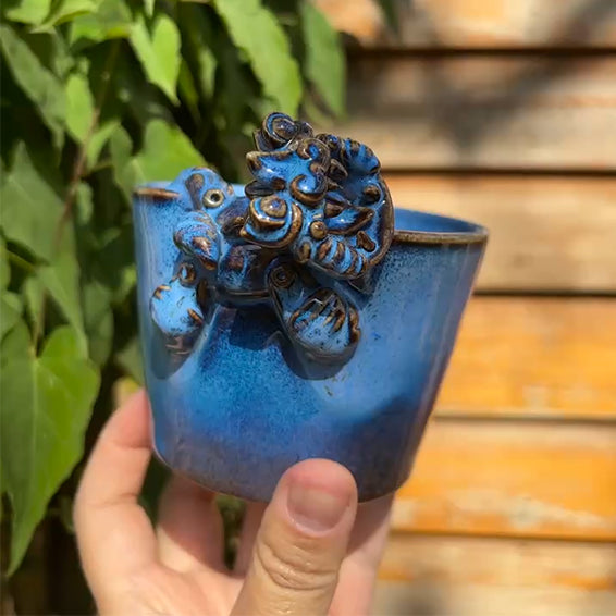 Ceramic-Cat Cup-WaMao-Azure