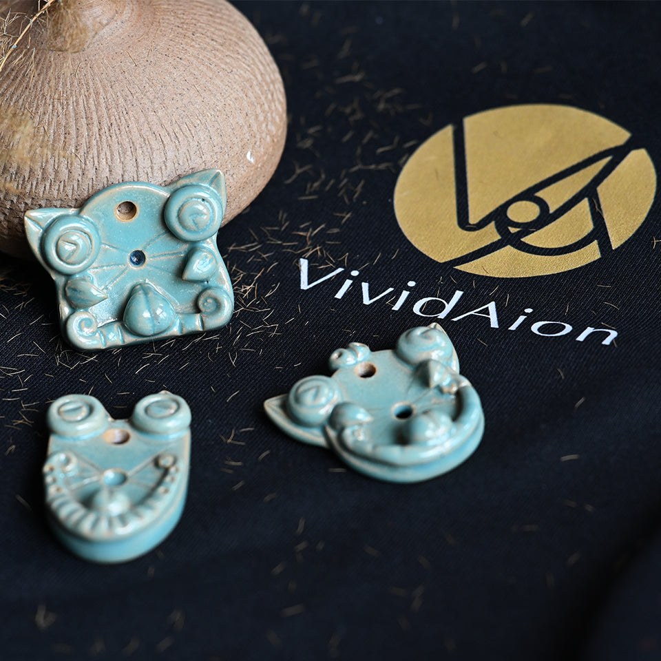 Spirit of Grove handcrafted ceramic guardian with green glaze, representing renewal and protection in VividAion’s WaMao art series.