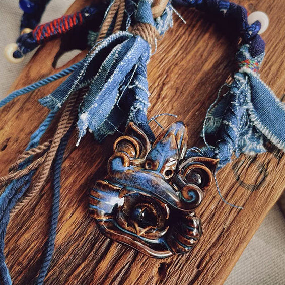 Pendant Necklace-WaMao-Azure-Amulet-Style B