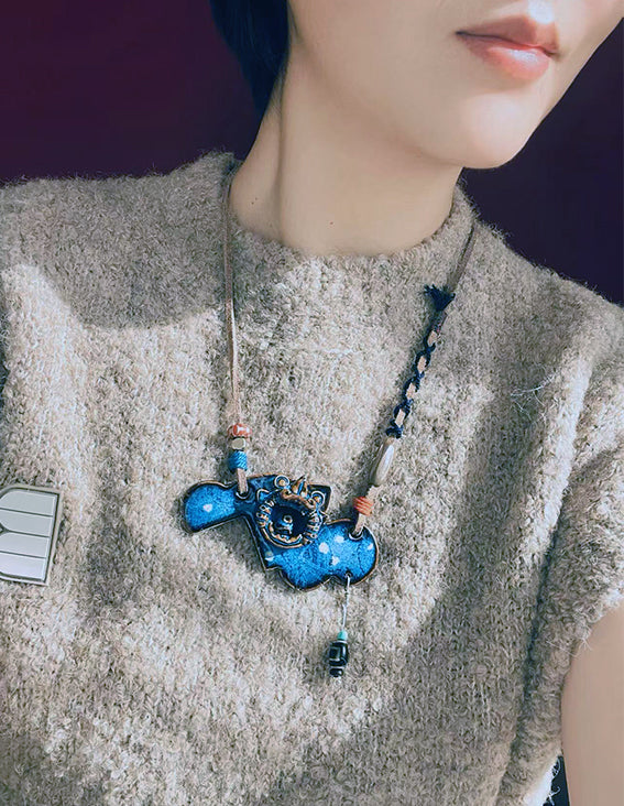 Pendant Necklace-WaMao-Azure-Amulet-Style A