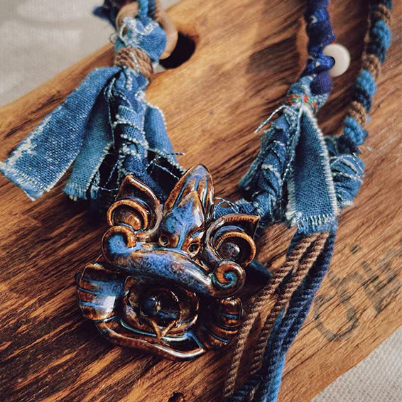 Pendant Necklace-WaMao-Azure-Amulet-Style B