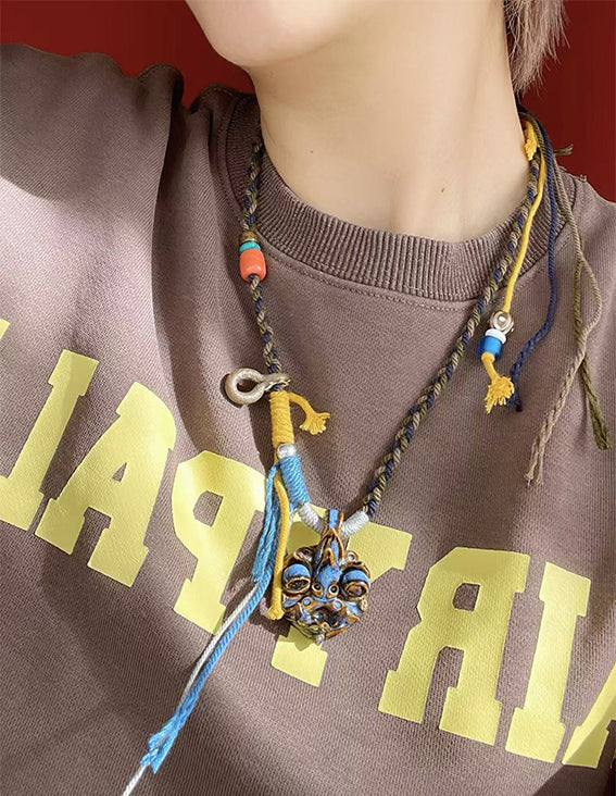 Pendant Necklace-WaMao-Azure-Amulet-Style B