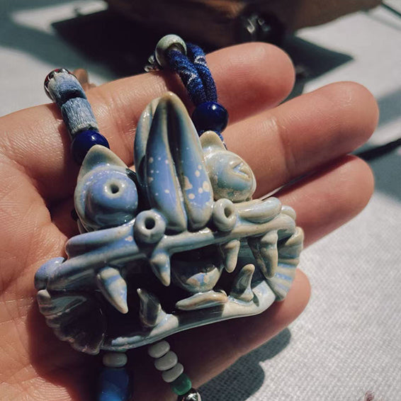Pendant Necklace-WaMao-Glacier Blue-Amulet