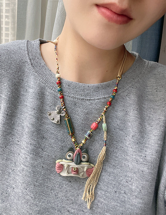 Pendant Necklace-WaMao-Multicolor-Amulet-Style B