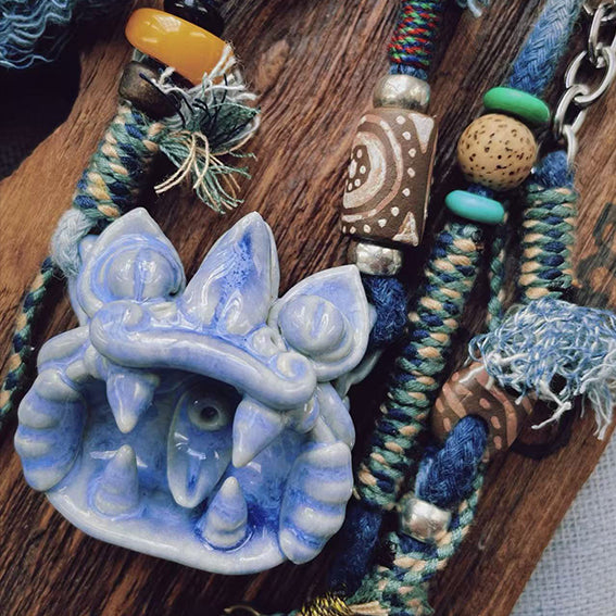 Pendant Necklace-WaMao-Glacier Blue-Amulet