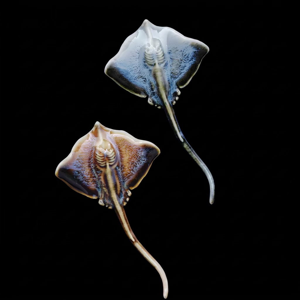 Brooch | Rippled Ray | Ceramic | Wings of the Deep