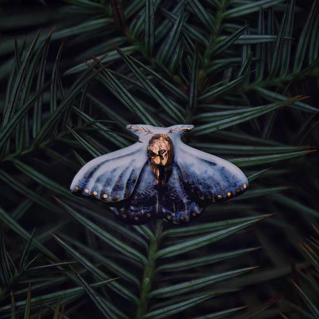 Earring | Blue Glimmer Moth Jewellery Set | Handcrafted Ceramic | Wings of Metamorphosis