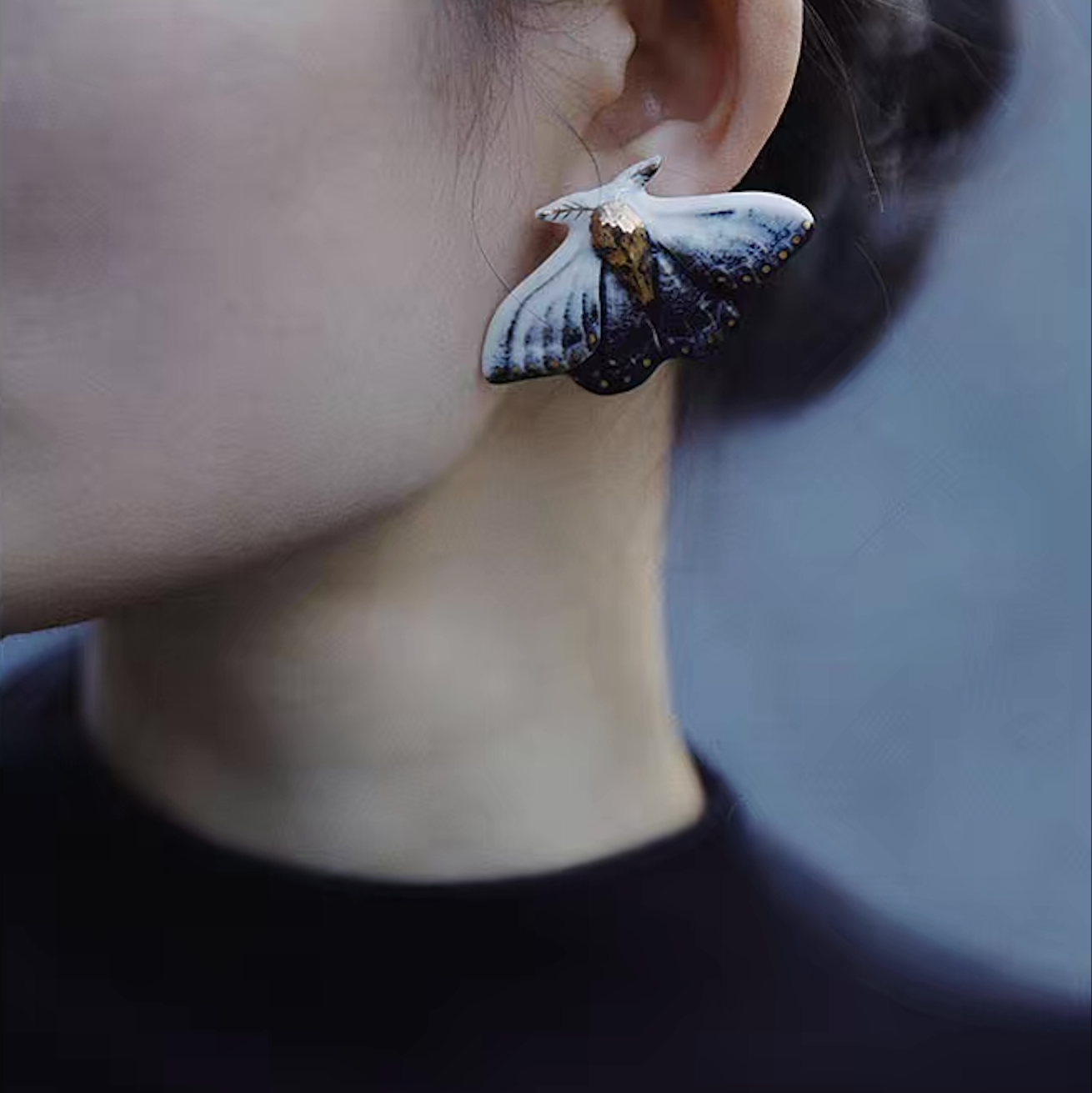 Earring | Handcrafted Ceramic | 蓝凌蛾 | 蜕变之翼